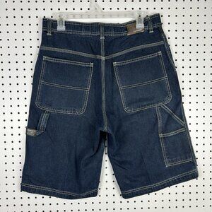 Timberland Y2K Baggy Jean Shorts 32 Carpenter Hammer Skate Dark Wash Street 90s